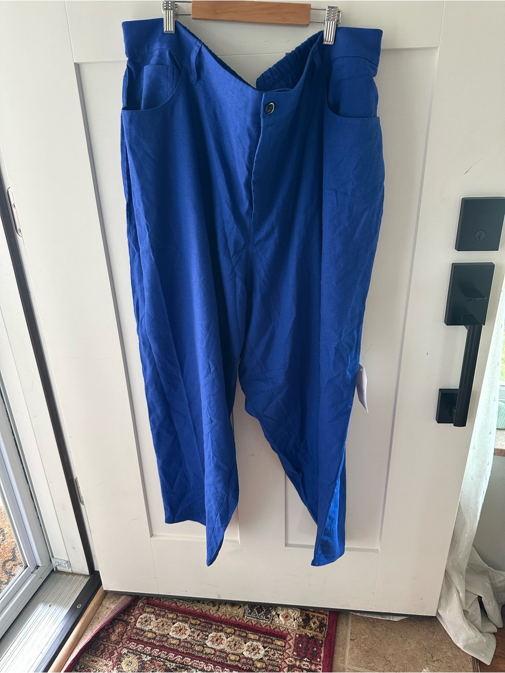 Universal Standard Linen Blend Cobalt Blue Straight Pants